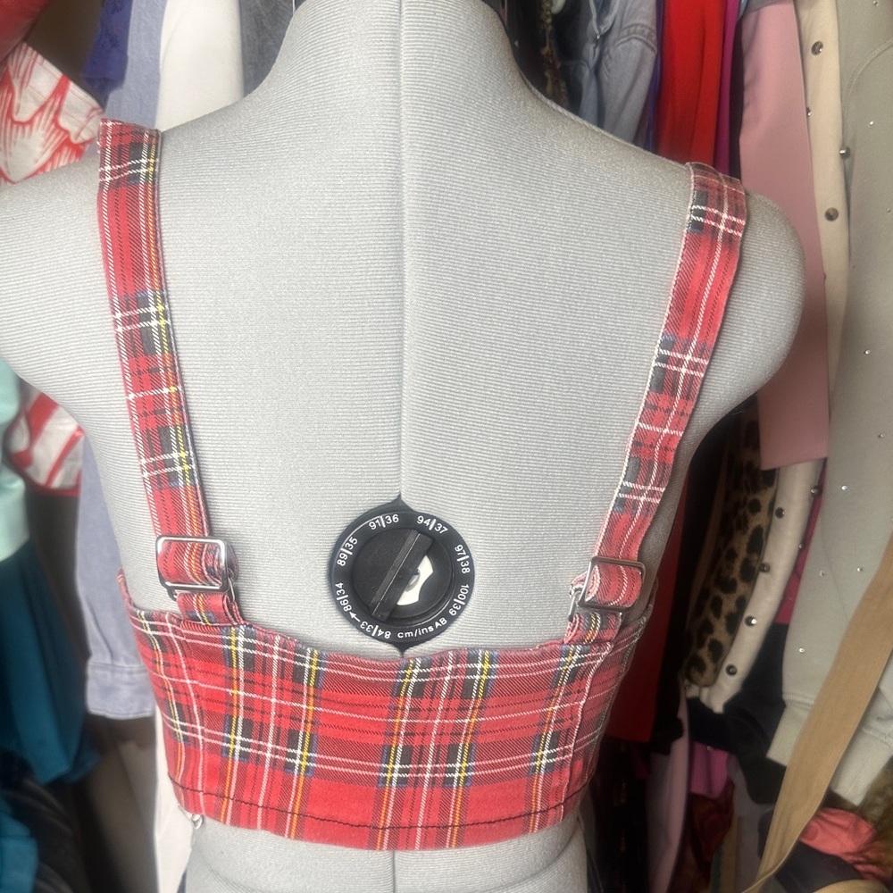 Forever 21 Red Plaid Crop Top with Zipper - Picture 4 of 6